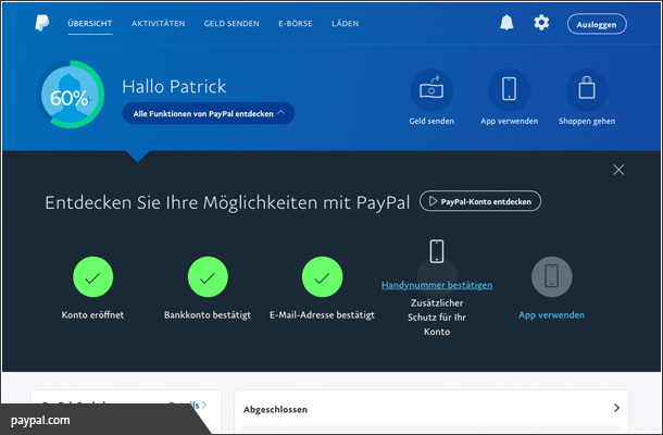 Completion bei Paypal