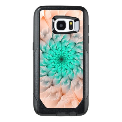 Beautiful Peach Blossom Turquoise Fractal Flower OtterBox Samsung Galaxy S7 Edge Case