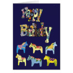 Dala Horses Birthday Card