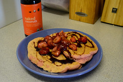 Pancakes with Strawberries and Coconut Nectar (Vegan)