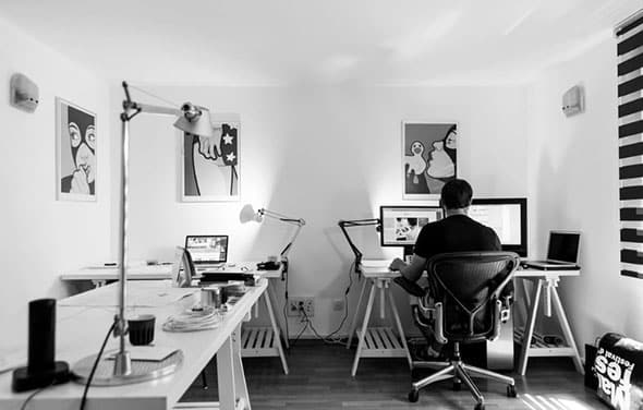 Grayscale-Photography-of-a-Man-Sitting-Infront-of-a-Computer-·-Free-Stock-Photo