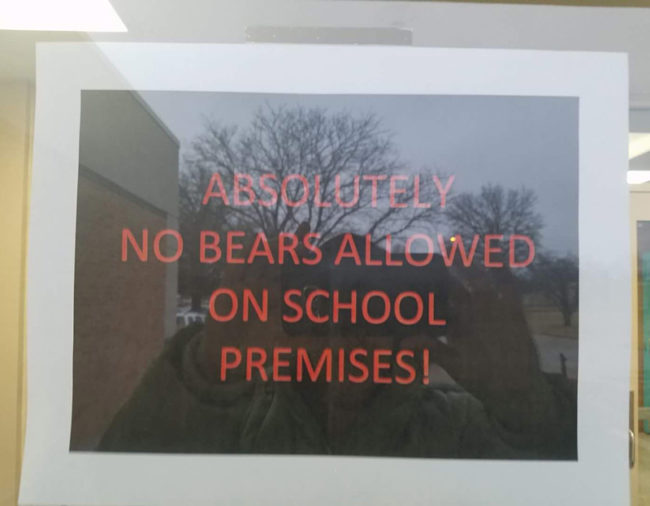 On the door to a school this morning