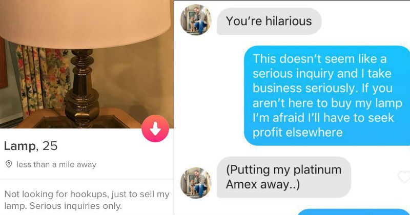 Girl makes a Tinder profile for her lamp, which ends up setting off a chain reaction of ridiculous conversations.