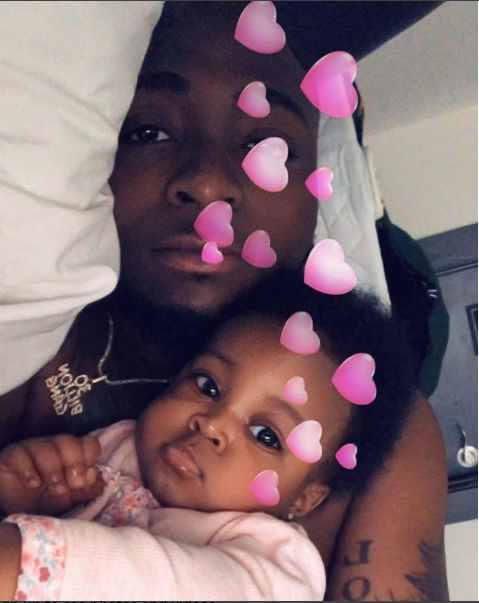 Davido cuddles up with his 2nd daughter Hailey