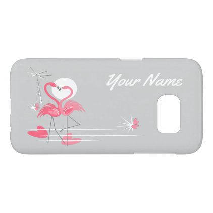 Flamingo Love Side Name Samsung Galaxy S7 case