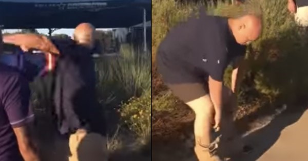 fail video cowboys fan and giants fan fight while tailgating knock out pants down