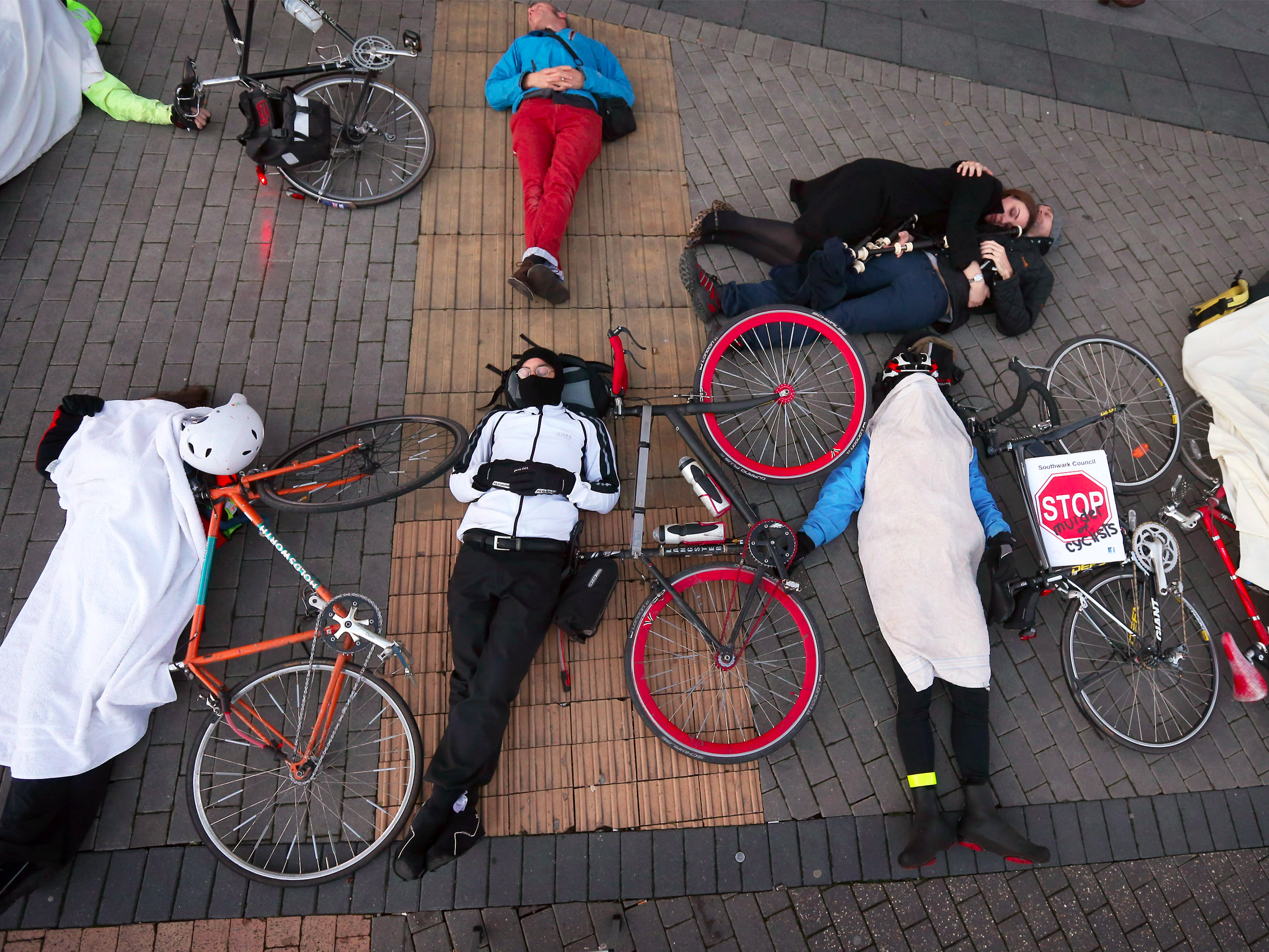 cycling bicycle die-in protest london bike