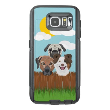Illustration lucky dogs on a wooden fence OtterBox samsung galaxy s6 case