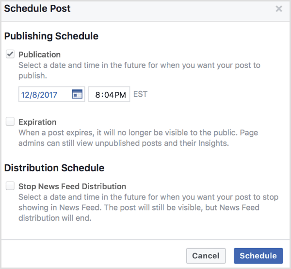 Facebook upload video schedule post