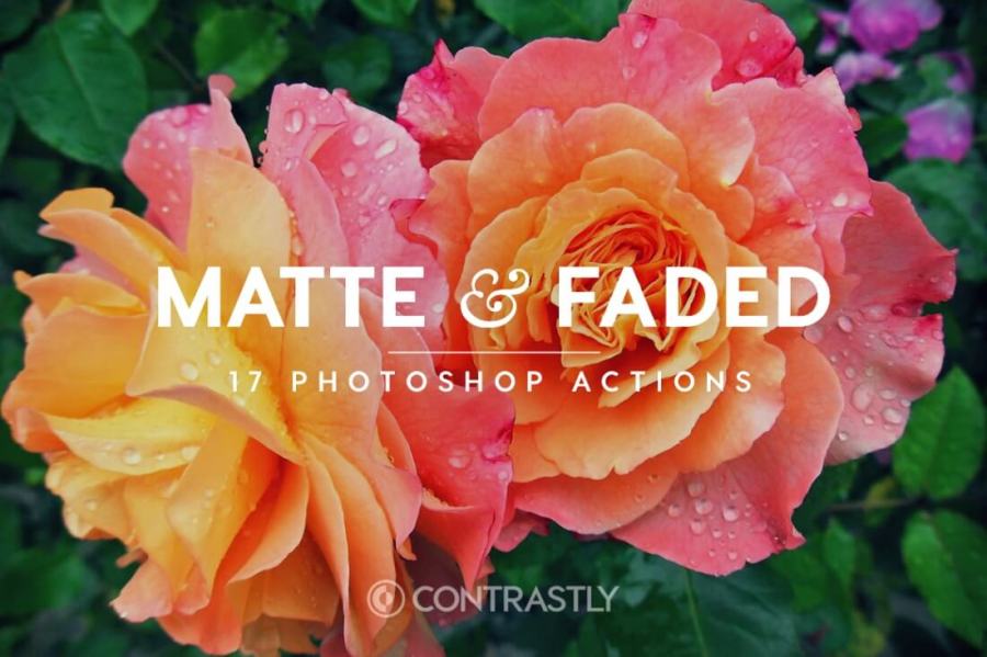 Matte Faded Photoshop Action Bundle Contrastly