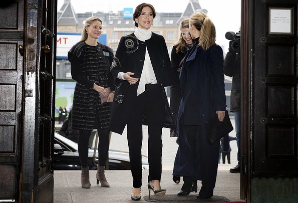 Crown Princess Mary attended the opening of Copenhagen Fashion Week 2017. Princess Mary wore Valentino shoes