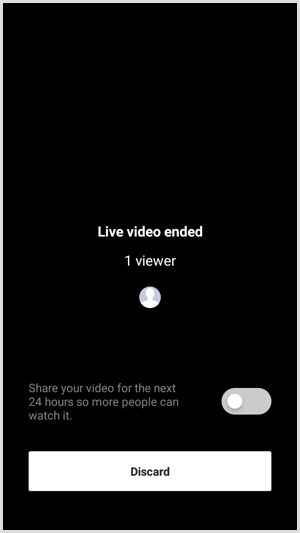 Instagram Live with Friends end and discard video
