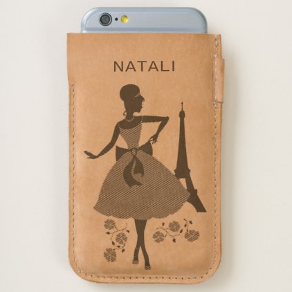 Retro woman stylish silhouette with Eiffel Tower iPhone 6/6S Case