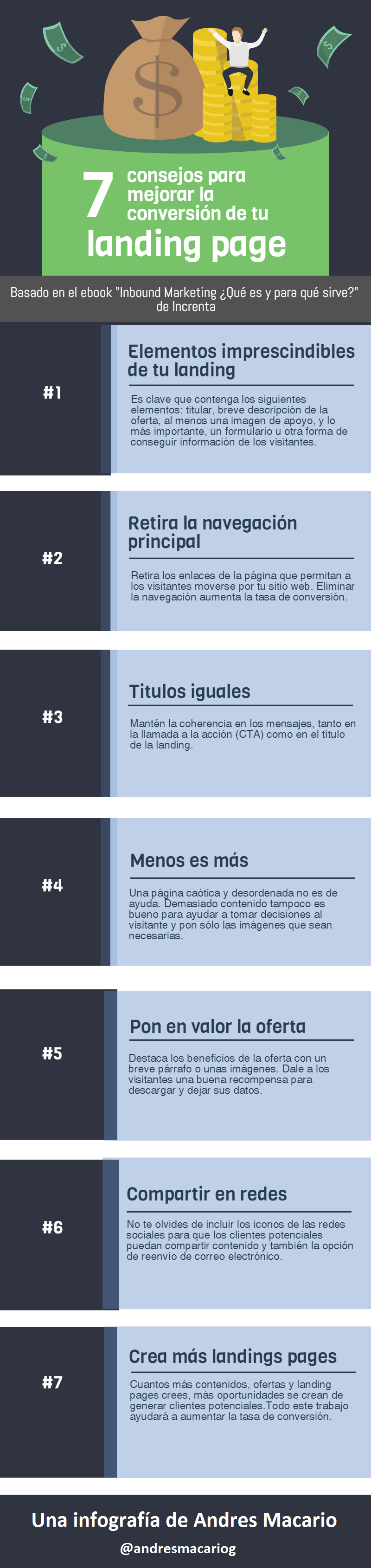 7 trucos para mejorar la landing page - infografia Andres Macario