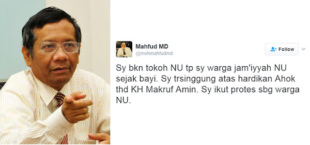 Mahfud MD : Saya Warga NU, Saya Tersinggung atas Hardikan Ahok terhadap KH Ma'ruf Amin