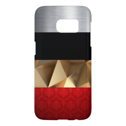 Red Damask Gold Abstract black Silver Design Samsung Galaxy S7 Case
