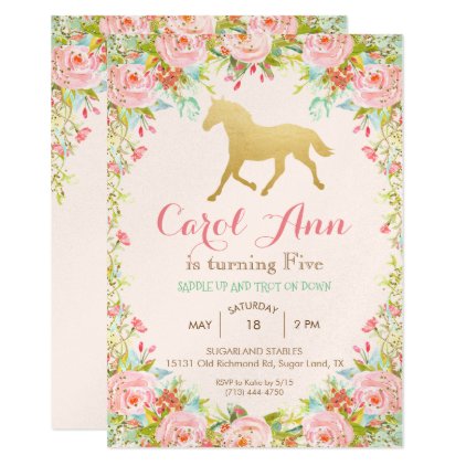 ANY AGE/EVENT - Horse Floral Invitation