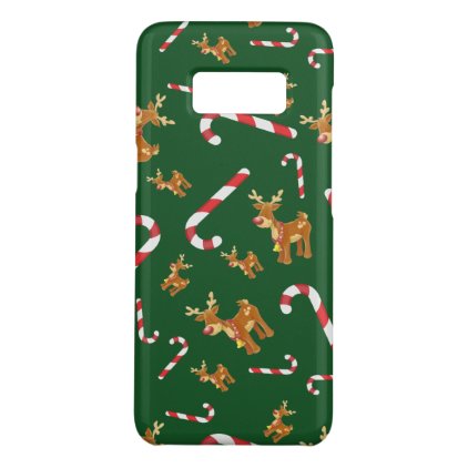 Cute Christmas Rudolph Candy Cane Pattern Green Case-Mate Samsung Galaxy S8 Case