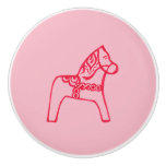 Pink Dala Horse Ceramic Knob