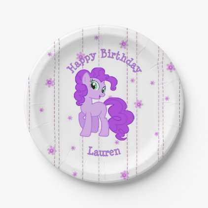 Persoanalized Purple Pony Birthday Party Plates