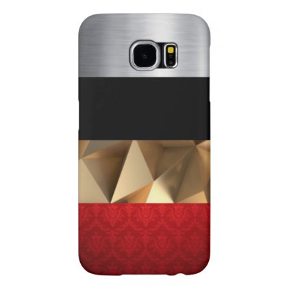 Red Damask Gold Abstract black Silver Design Samsung Galaxy S6 Case