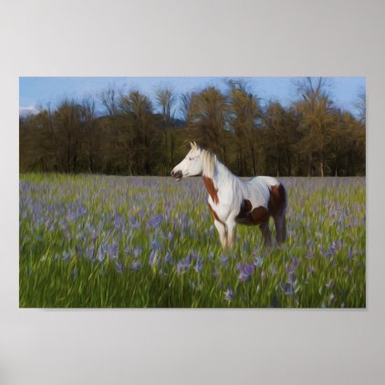 Horse in a Field of Flowers Poster