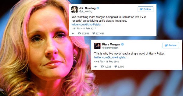 Piers Morgan,twitter,Harry Potter,jk rowling,triggered