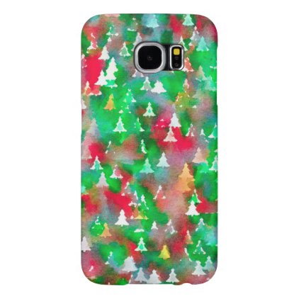 Christmas Tree Watercolor Pattern Samsung Galaxy S6 Case