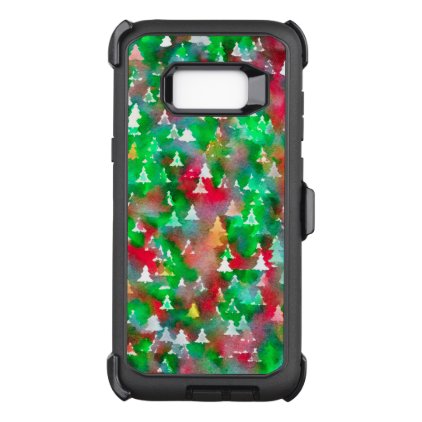 Christmas Tree Watercolor Pattern OtterBox Defender Samsung Galaxy S8+ Case