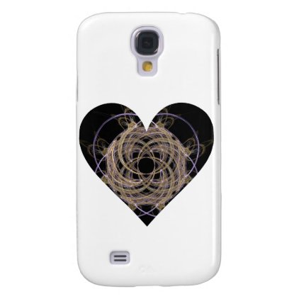 Gold and Blue Spiral Fractal Art Heart Design Samsung Galaxy S4 Cover