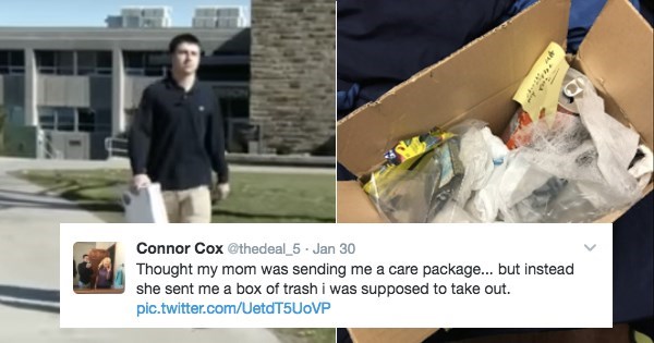 fail mom sends care package filled with trash
