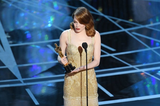 Earlier tonight, Emma Stone won the Oscar for Best Actress for her work in La La Land — the penultimate award given during the evening.
