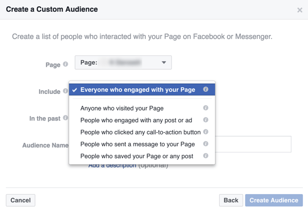 Create a custom audience of people who have interacted with your business on Facebook.