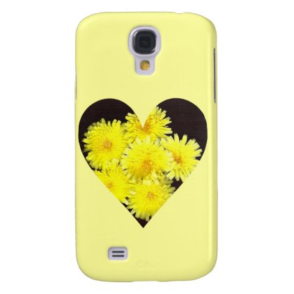 Yellow Wild Flowers Heart on yellow background Galaxy S4 Case