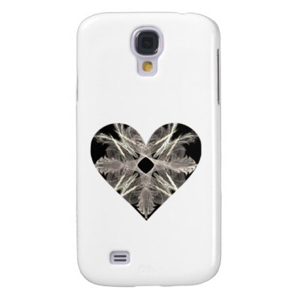 Black and White Fractal Art Heart Shape Galaxy S4 Cover