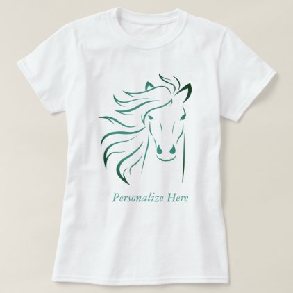 Personalized Glamorous Mane Horse Pony Art Teal T-Shirt
