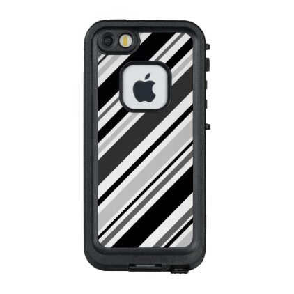 Diagonal Gray, Black, White Stripes LifeProof® FRĒ® iPhone 5 Case