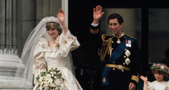 Charles and Diana Waving After the Wedding