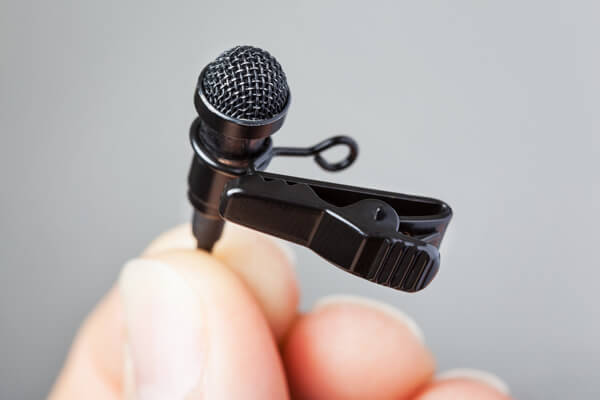Clip a lavalier mic to your clothing for hands-free operation.