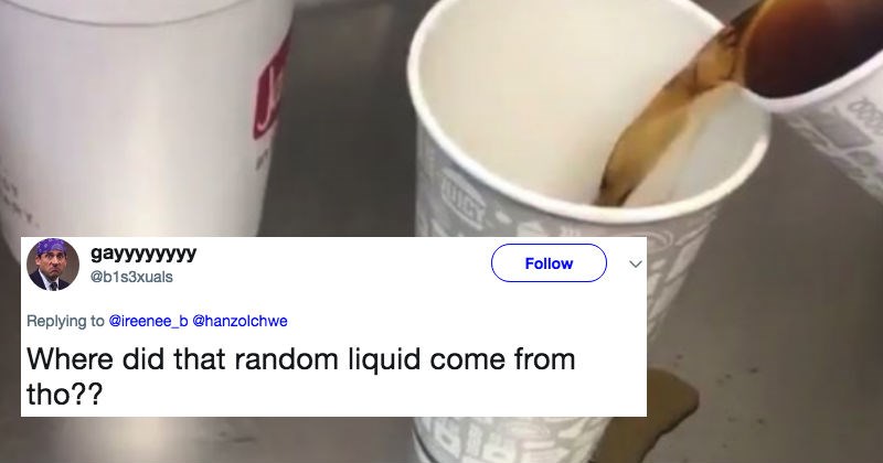 People on Twitter are torn over whether or not this is a fast food cup illusion, or clever camera work.