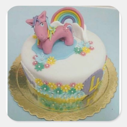 Pony cake 1 square sticker