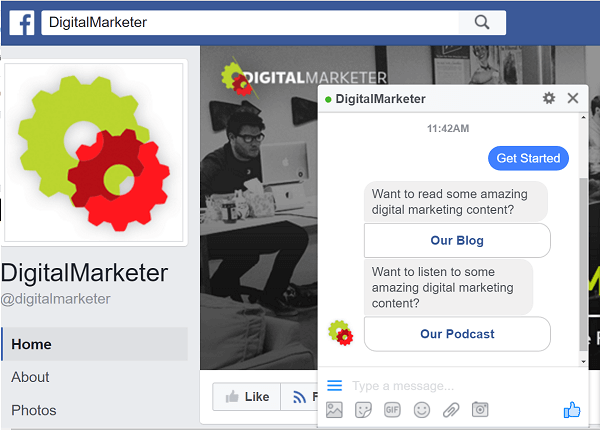 DigitalMarketer uses ManyChat bots to interact via Facebook Messenger.