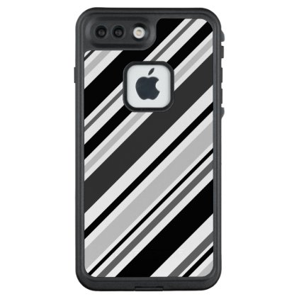 Angled Black, Grey, White Stripes LifeProof® FRĒ® iPhone 7 Plus Case