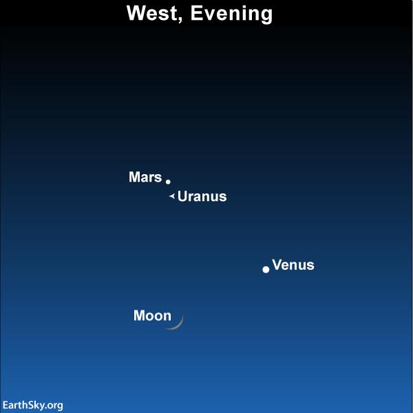 Aim your binoculars at Mars to view Uranus nearby. 