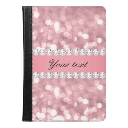 Pink Glitter Bokeh and Diamonds Personalized iPad Air Case