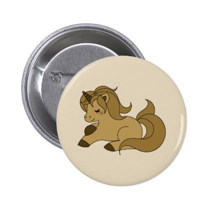 Sleeping tan unicorn pinback button