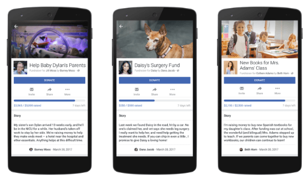 Facebook expands charitable giving tools to personal users and Facebook Live.