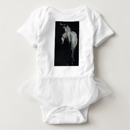 The Silver Horse in the shadows Baby Bodysuit