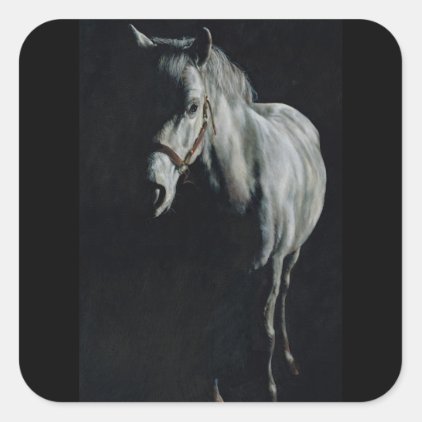 The Silver Horse in the shadows Square Sticker