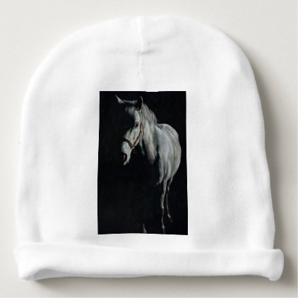 The Silver Horse in the shadows Baby Beanie